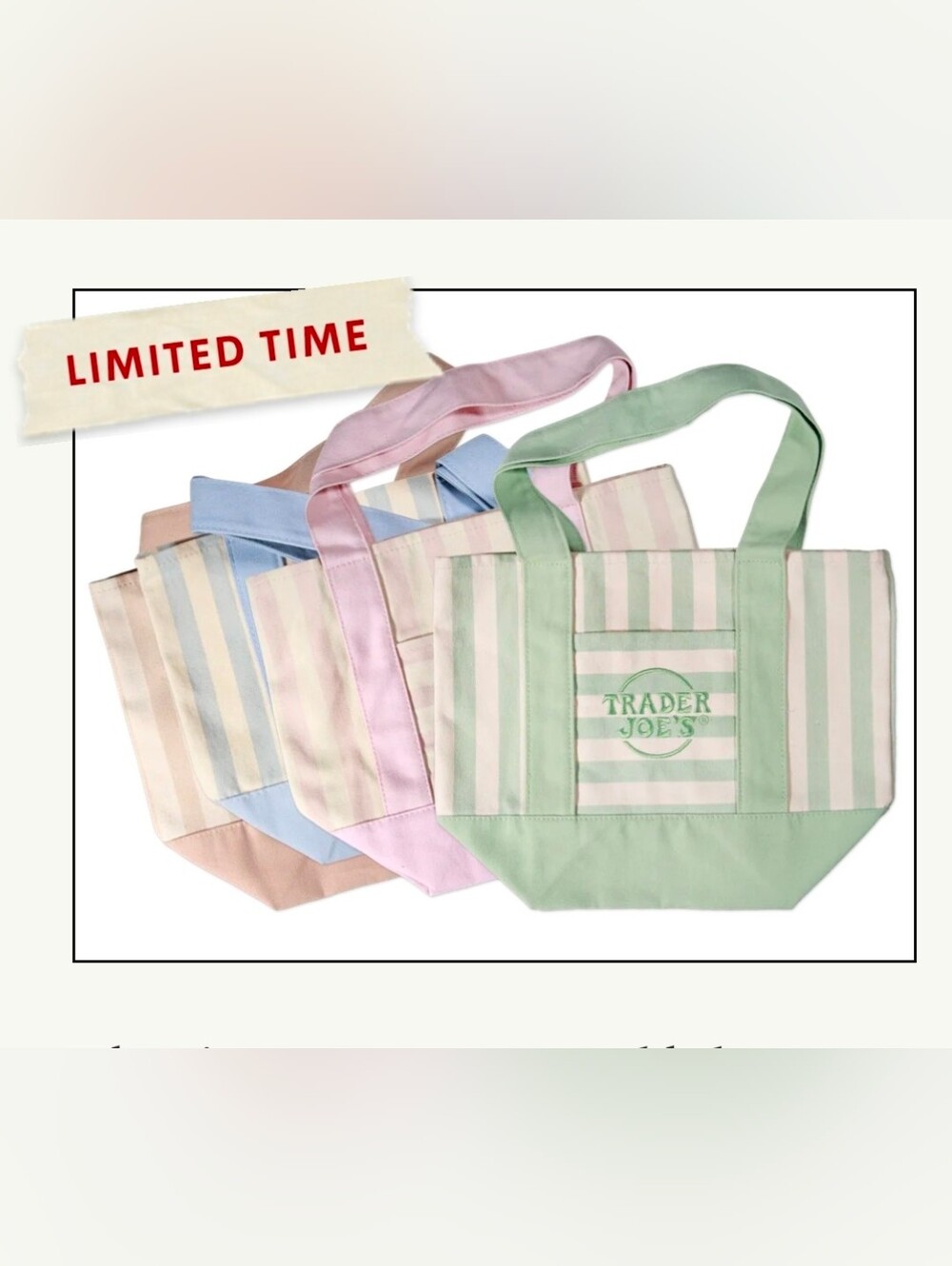 Trader Joe's Striped Mini Tote Set of 4